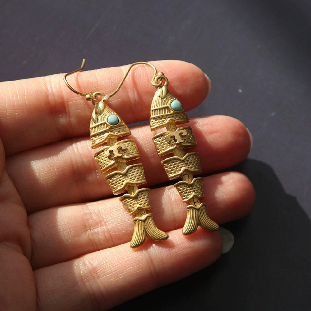 Tory Burch Vintage Gold Articulated Fish Earrings